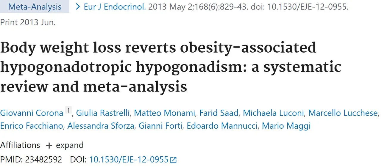 PubMed title: Body weight loss reverts obesity-associated hypogonadotropic hypogonadism