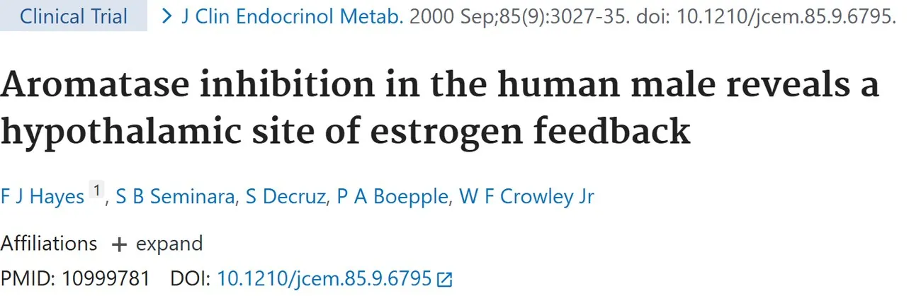 PubMed title: Aromatase inhibition in the human male reveals a hypothalamic site of estrogen feedback