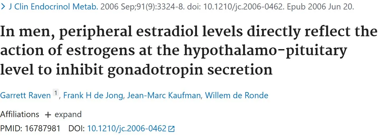 PubMed title: In men, peripheral estradiol levels directly reflect the action of estrogens at the hypothalamo-pituitary level