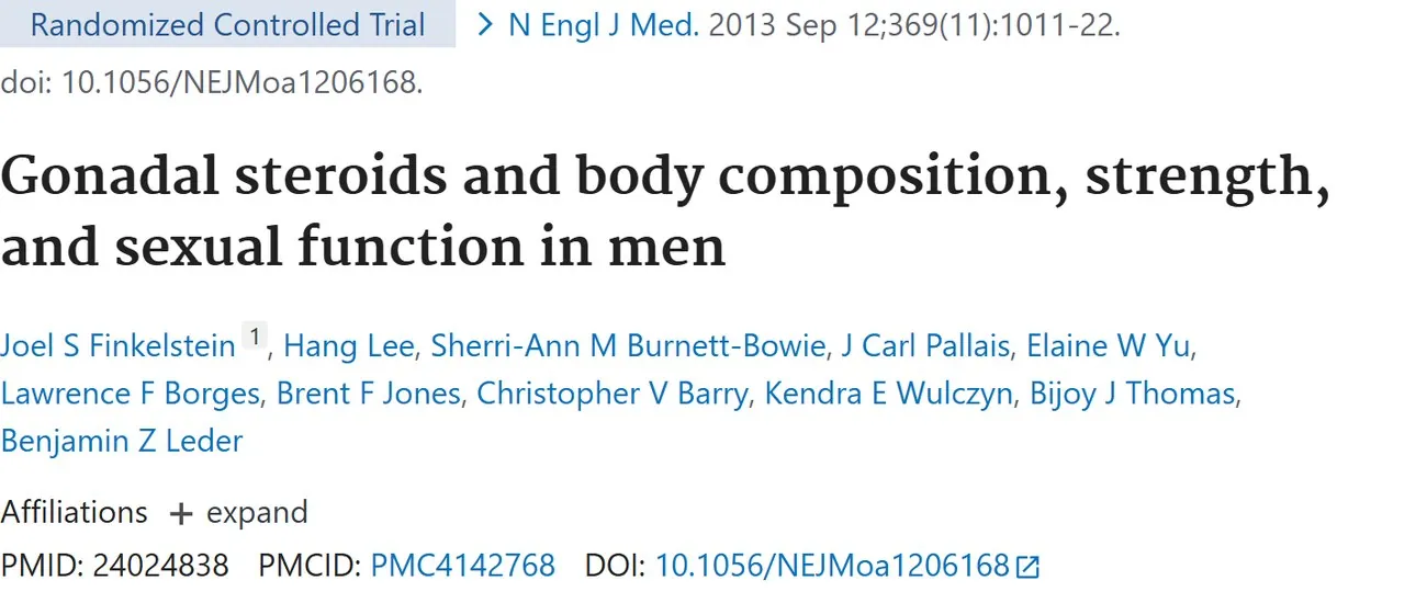 PubMed title: Gonadal steroids and body composition, strength, and sexual function in men