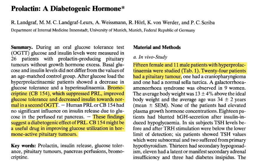 Prolactin is diabetogenic: paper title