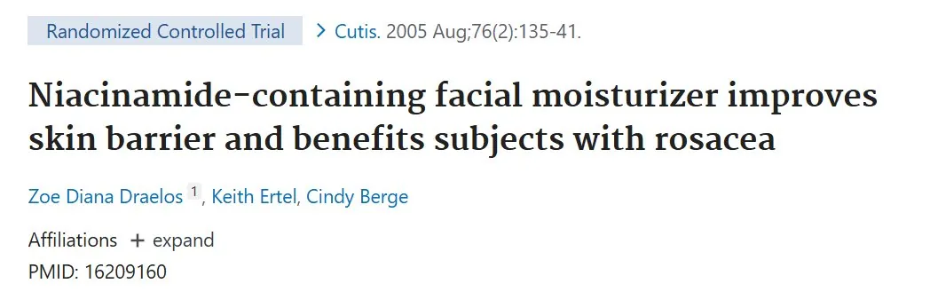 PubMed: Niacinamide-containing facial moisturizer improves skin barrier and benefits subjects with rosacea