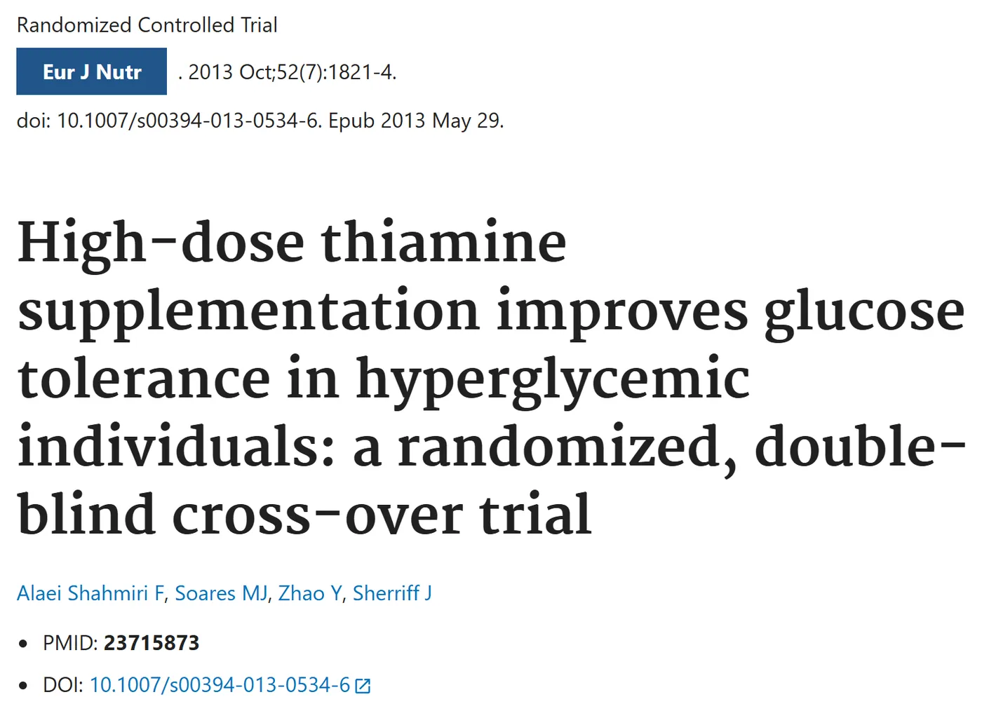 PubMed record of the study, PMID 23715873