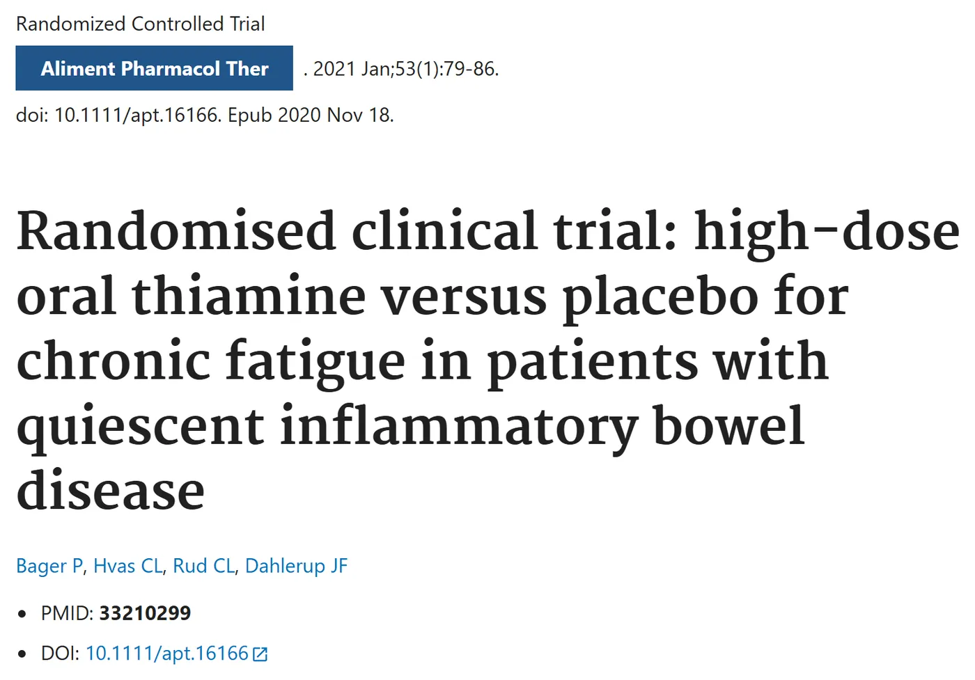 PubMed record of the study, PMID 33210299